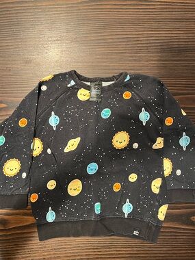 Whistle & Flute Kids Black Planet Print Crewneck Sweatshirt